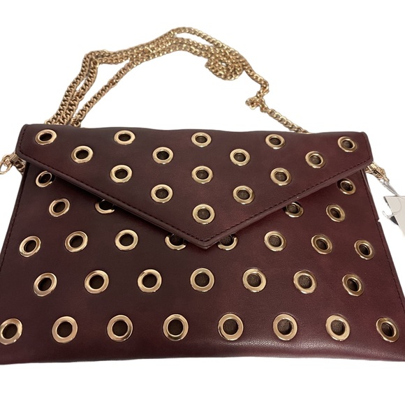 Ophelia Roe Handbags - Ophelia Roe Burgundy Grommet Clutch/Crossbody Sz 10”W x 6.5”T NWT